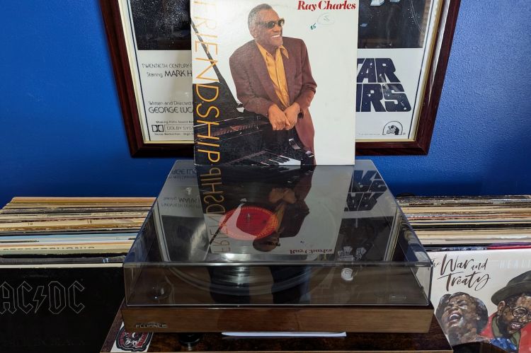 Ray Charlies Friendship Album on top of record player