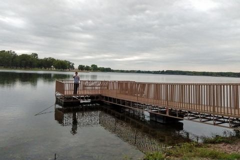 My son fishing at Chief White Crane