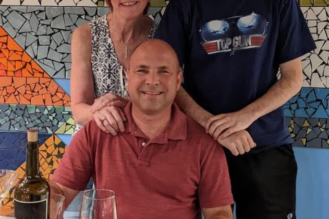 My family at an outdoor restaurant in Puerto Rico